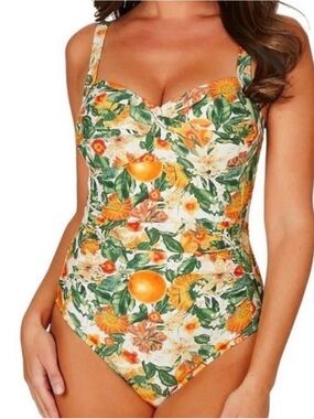 Nip Tuck Tropical Orange Floral One-Piece Swimsuit